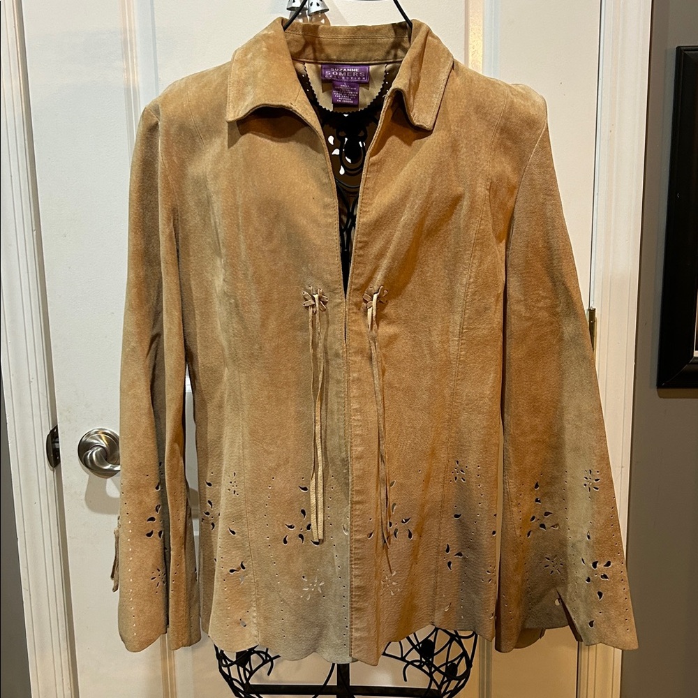 Suzanne Somers Tan Suede Blazer